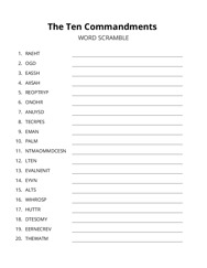 The Ten Commandments word scramble puzzle