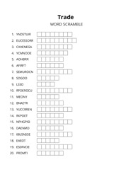 Trade word scramble puzzle
