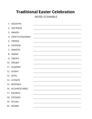 Traditional Easter Celebration word scramble puzzle