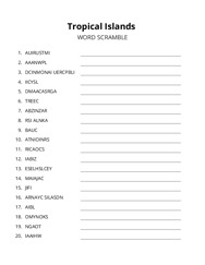 Tropical Islands word scramble puzzle