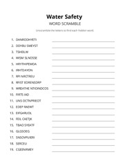 Water Safety word scramble puzzle