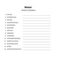 Water word scramble puzzle