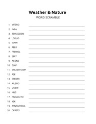 Weather & Nature word scramble puzzle