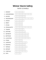 Winter Storm Safety word scramble puzzle