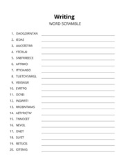 Writing word scramble puzzle