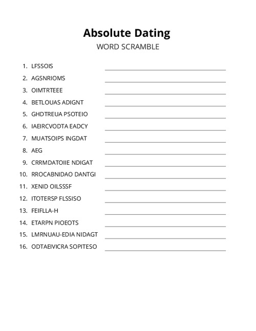 Absolute Dating Word Scramble Puzzle