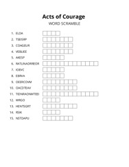 Acts of Courage word scramble puzzle