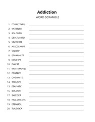 Addiction word scramble puzzle