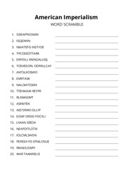 American Imperialism word scramble puzzle