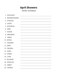 April Showers word scramble puzzle