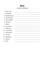 Bats word scramble puzzle