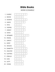 Bible Books word scramble puzzle