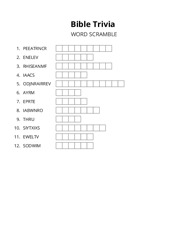 Bible Trivia word scramble puzzle