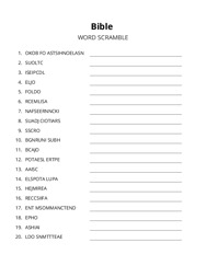 Bible word scramble puzzle
