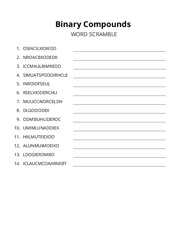 Binary Compounds word scramble puzzle