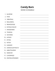 Candy Bars word scramble puzzle