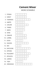 Cement Mixer word scramble puzzle
