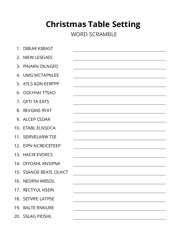 Christmas Table Setting word scramble puzzle