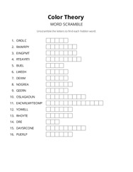 Color Theory word scramble puzzle