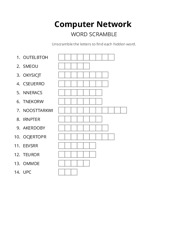 Computer Network word scramble puzzle