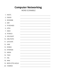Computer Networking word scramble puzzle