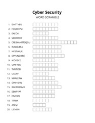Cyber Security word scramble puzzle