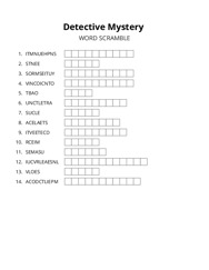 Detective Mystery word scramble puzzle
