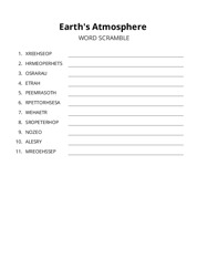 Earths Atmosphere word scramble puzzle