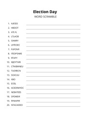 Election Day word scramble puzzle
