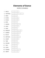 Elements of Dance word scramble puzzle