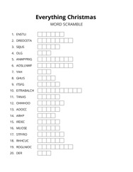 Everything Christmas word scramble puzzle