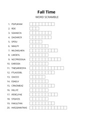 Fall Time word scramble puzzle