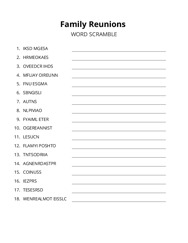 Family Reunions word scramble puzzle