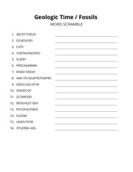 Geologic Time / Fossils word scramble puzzle