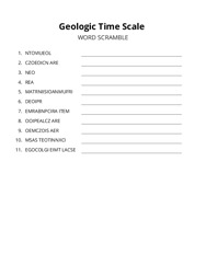 Geologic Time Scale word scramble puzzle