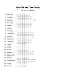 Health and Wellness word scramble puzzle