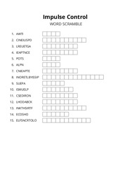 Impulse Control word scramble puzzle