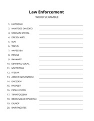 Law Enforcement word scramble puzzle