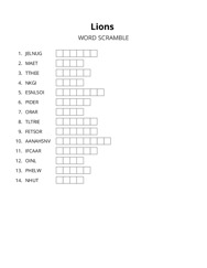 Lions word scramble puzzle