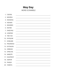 May Day word scramble puzzle