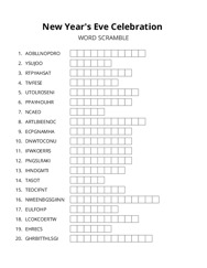 New Years Eve Celebration word scramble puzzle