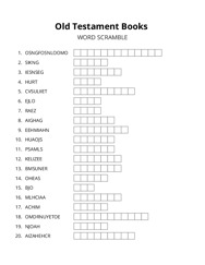 Old Testament Books word scramble puzzle