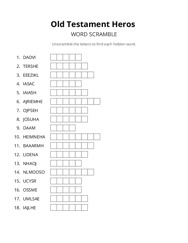 Old Testament Heros word scramble puzzle