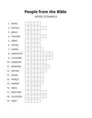People from the Bible word scramble puzzle