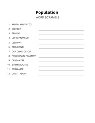 Population word scramble puzzle