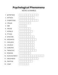 Psychological Phenomena word scramble puzzle