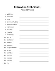 Relaxation Techniques word scramble puzzle