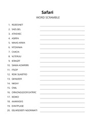 Safari word scramble puzzle