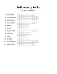 Sedimentary Rocks word scramble puzzle