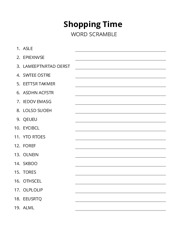 Shopping Time word scramble puzzle